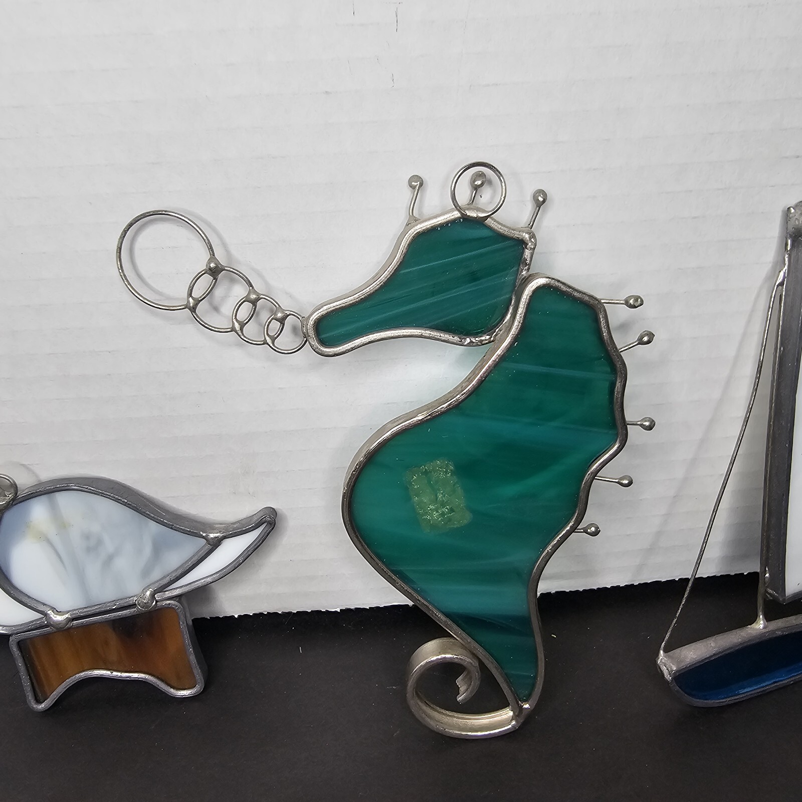 Vtg Stained Glass Suncatchers Lot X3 Bird Seagull Sailboat Boat Seahorse eBay