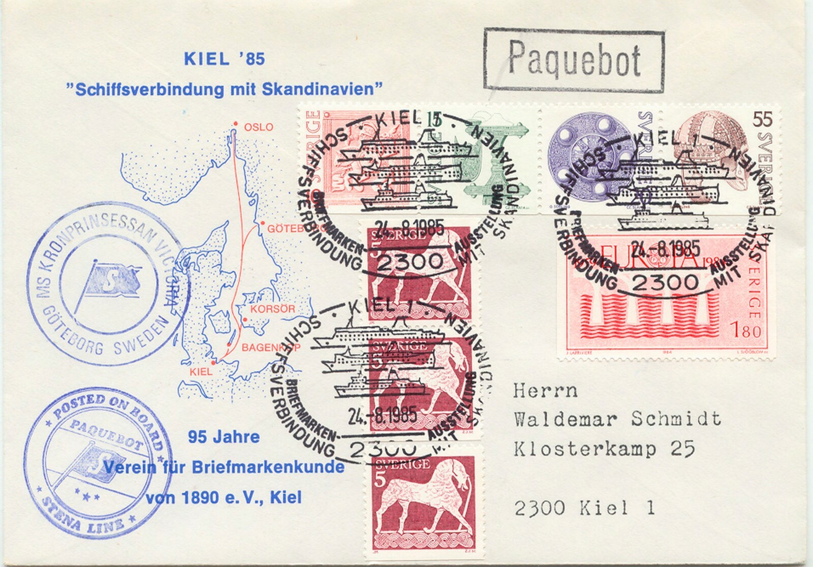 Sweden 1985/8 8 Different Ship Mail Receipts Cab.-Erh. / 8 different MARITIME COVERS