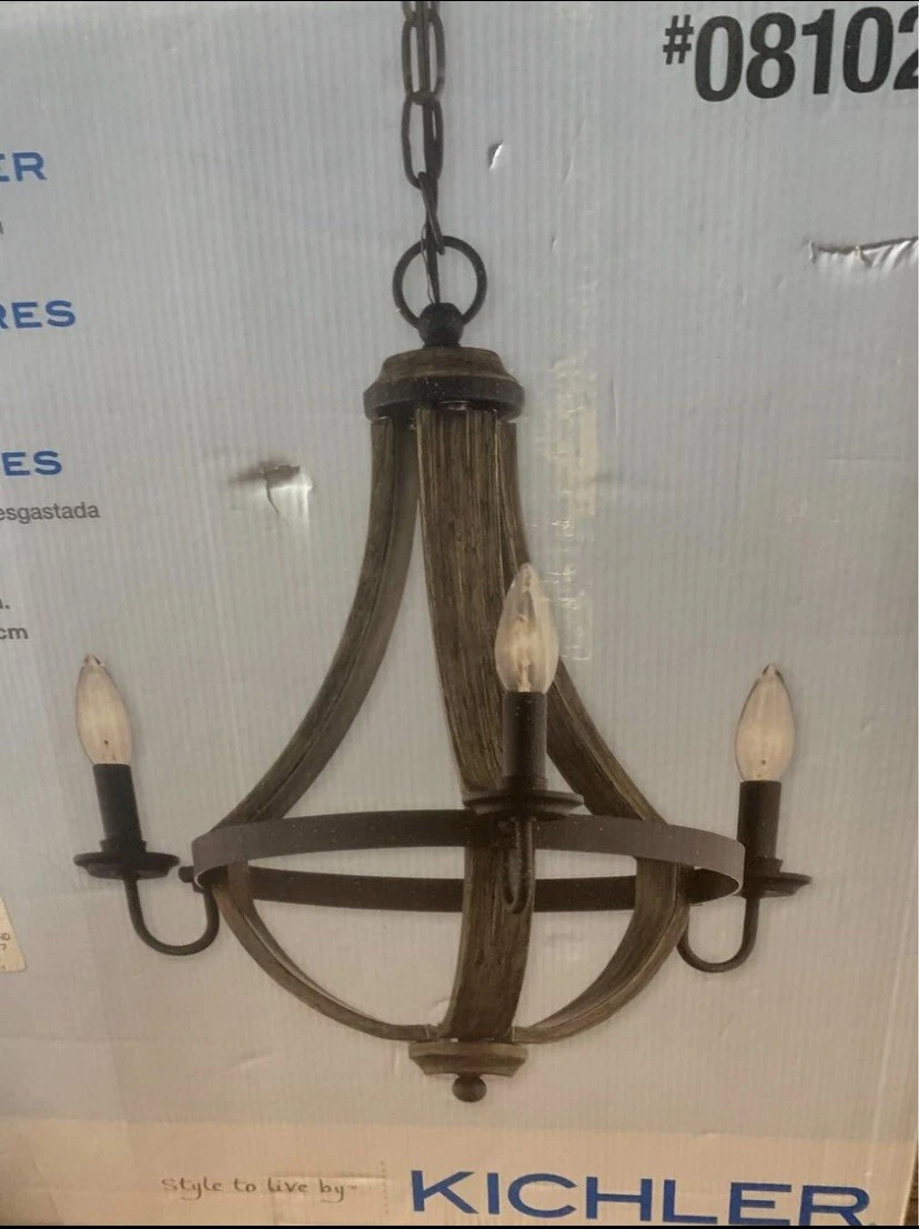 Kichler Merlot 3 Light Chandelier Distressed