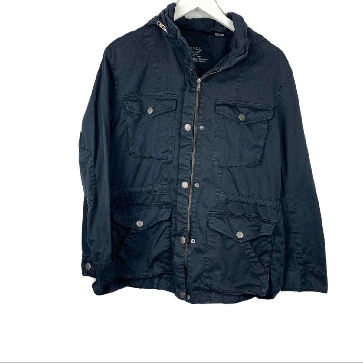 VINCE black zip up cotton jacket size Small | eBay