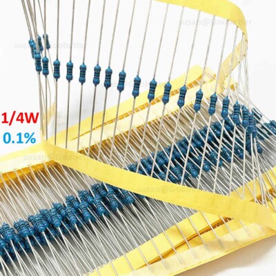 1/4W Resistors metal film 0.1% 215 All values available 1 ohm to 10M ohm 20 Pack