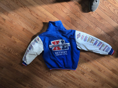 Detroit Super Bowl Jacket Large 2006 Xl Super Bowl Leather Sleeves