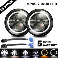 For 1953-1977 Ford F-100 F-250 F-350 Pickup Pair 7" inch LED Headlights Halo DRL
