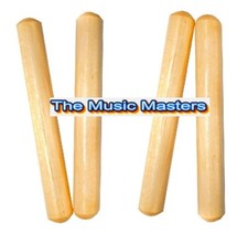 TWO Pair 10 inch Wood Claves Percussion Instrument Latin Folk Hand Clave Sticks