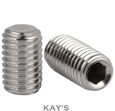 KAYFAST M3 M4 M5 M6 FLAT POINT GRUB SCREWS ALLEN SOCKET BOLTS DIN 913 A2 STAINLESS STEEL