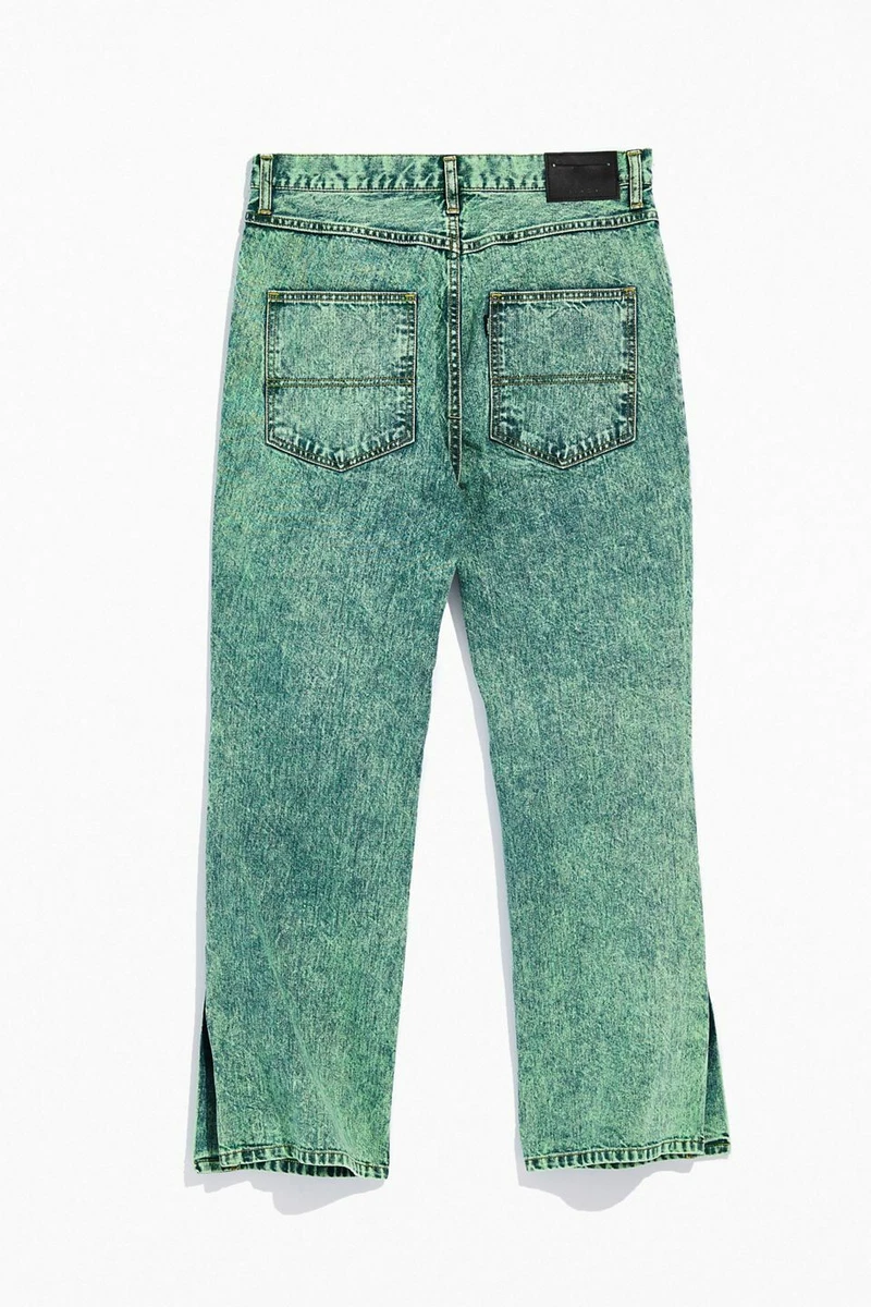 NWT $479 JieDa Jeans Made in Japan Slit Denim Pants Chemical Mint Green sz 2