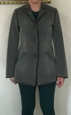 Krizia Long Line Grey Ribbed Lace Up Back Denim Jacket