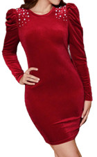 Elegante Vestito Rosso per Bambina Molly con Perle e Maniche Arricciate