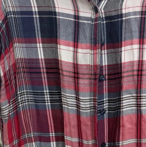 Lot Of 3 Plaid Shirts Women L/XL Roll Tab Long Sl Red Blue Black Cabin Core Cozy - Image 3 of 4