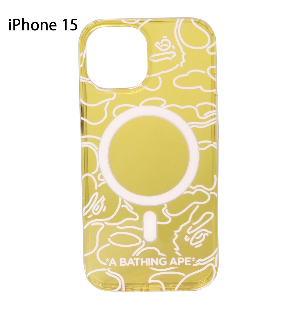 A BATHNIG APE Goods NEON CAMO IPHONE 15 CLEAR CASE 1J70182039