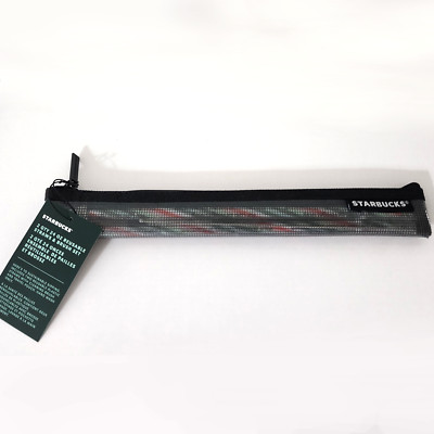 Starbucks 2 Candy Cane Reusable Straw Set with Cleaning Brush & Pouch