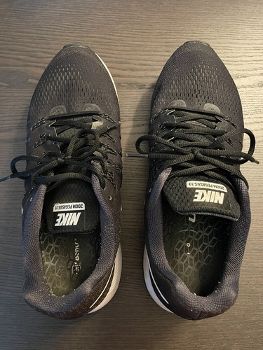 Nike Air Zoom Pegasus 33 Black White Size 11.5 Running Shoes