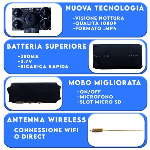 MICROCAMERA video camera WIFI MP4 visione notturna a colori con lunga batteria - Foto 4 di 5