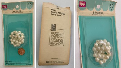 Vintage Tip Top Beaded Faux Pearl Ponytail Holder