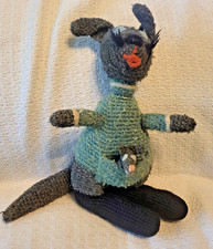 Vintage Crocheted Kangaroo W Baby Joey 11" Tall, Kind Of Homely, Handmade