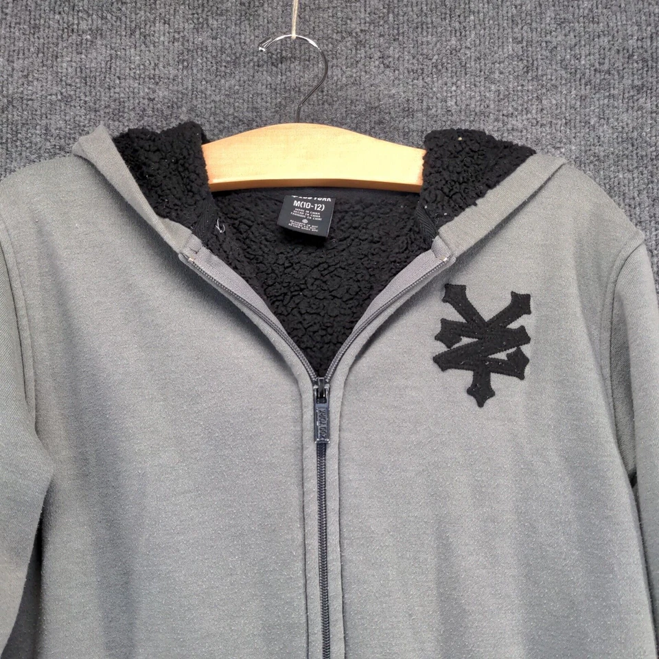 Zoo York Boys Hoodie Gray Medium 10-12 Full Zip Long Sleeve Fleece Lined - Image 3 of 4