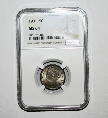 1901 Liberty Head V Nickel NGC MS64 Great Luster! Uncirculated UNC BU 5c Coin