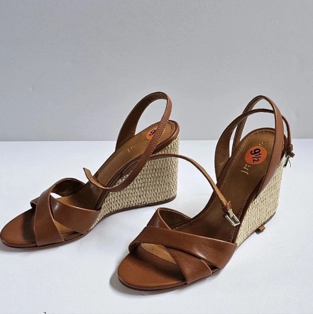 NIKE J.McLaughlin Sandalo in pelle di vachetta con zeppa in paglia taglia 9 5