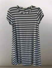 Forever Rose Couture Womens T Shirt Dress Striped Size M Medium Gray White Comfy