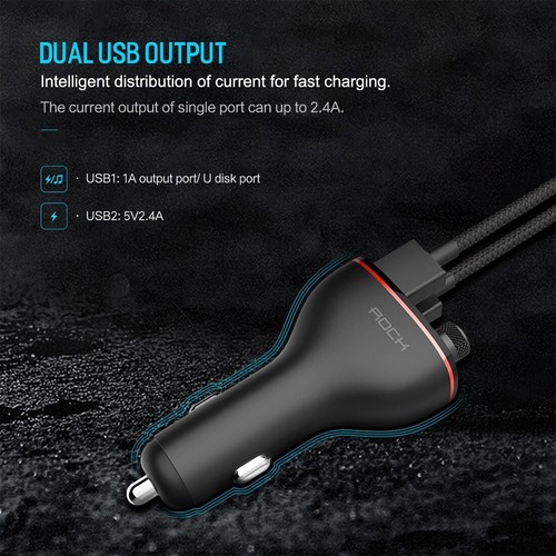 Rock B300 Wireless Bluetooth V4.2 FM Transmitter Radio Adapter Car Charger - Picture 12 of 15