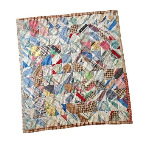 VINTAGE 1950s Handmade Patchwork Quilt Feedsack Cotton 82x73
