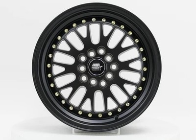 MST MT10 Wheels Rim 15X7.0 5x100/5x114.3 ET20 73.1CB Matte Black w/Gold Rivets