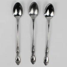 Lot of 3 Oneida Silver Wm A Rogers Deluxe Huntington Pattern Iced Tea Spoons