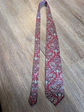 Stafford Designer Neck Tie - Red Geometric/Floral - All Silk - Made in the USA