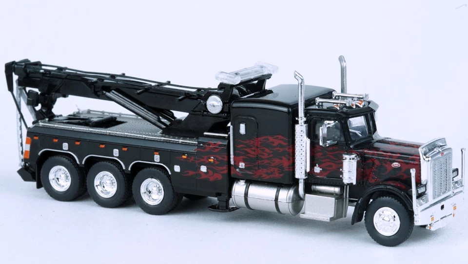 Brekina 1973 Peterbilt 359 Tow Truck Black/Red Flames #86278 HO 1/87 Scale - Image 4 of 4