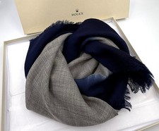 Originale Rolex Foulard/Sciarpa Lana 100% Blu/Grigia Alta Qualità Gadget Lusso