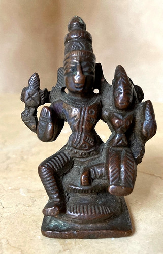 LAKSHMI NARASIMHA HINDU VISHNU MAN LION 2.5" BRONZE AVATAR (DESTROYER OF EVIL)