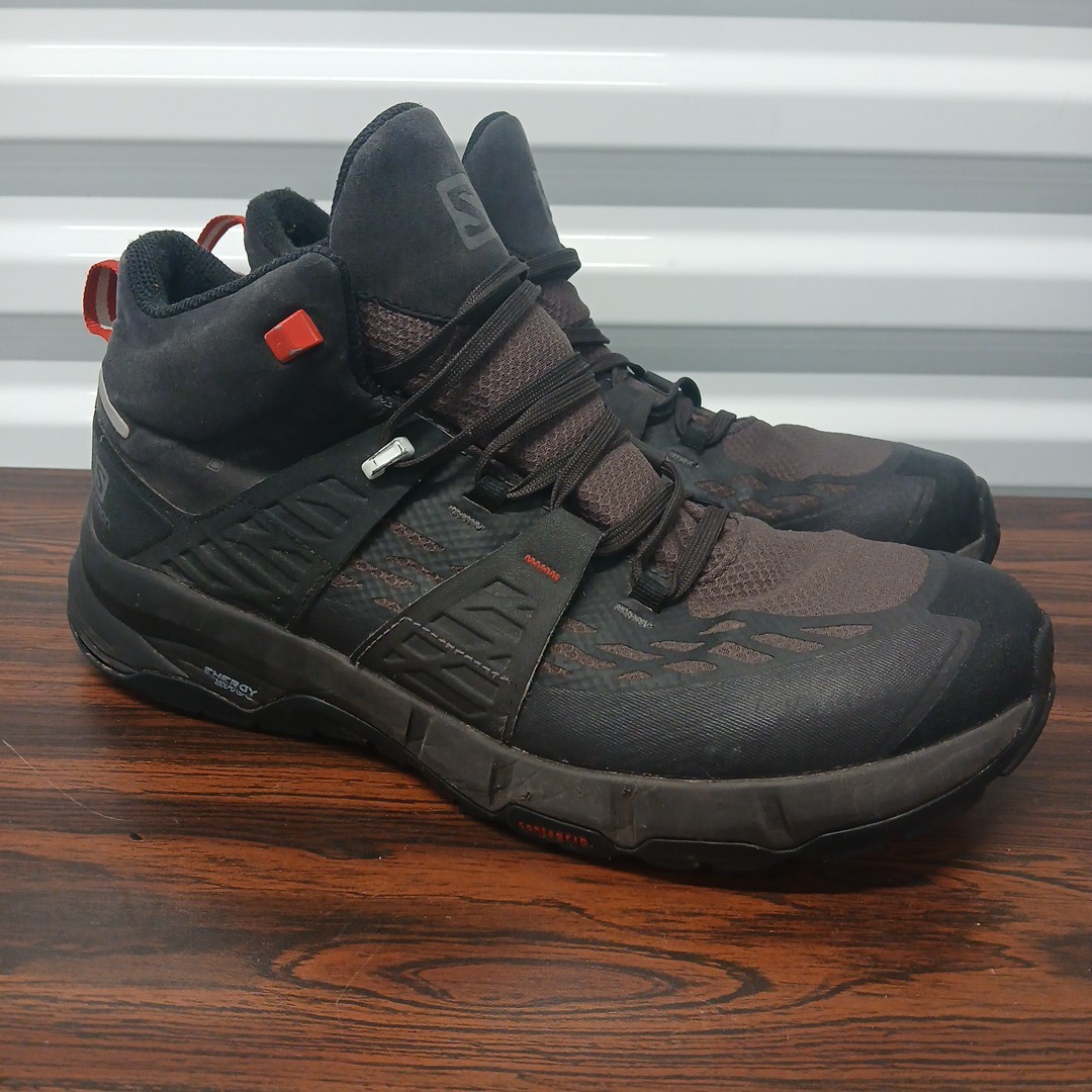 Salomon Hiking Boots Odyssey Mid Gore-Tex Mens Sz 9.5 Black Red Gray-image