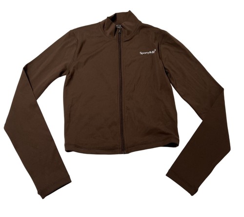 Sporty & Rich Crop Zip Jacket in Brown