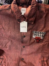 NWT GAP x NBA Chicago Bulls Coaches Jacket Men’s Large Black Red Bulls Logo L