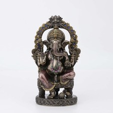 Veronese Design 10 1/4 Inch Tall Sitting On Throne with Temple Arch Hindu