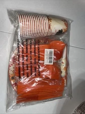 Thanksgiving Party Pack Plates Cups Plasticware Napkins Disposable Serves 16