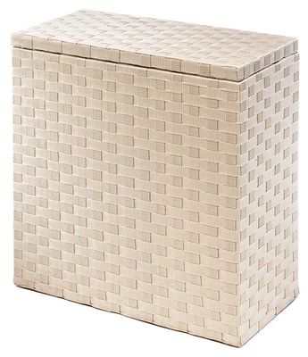 Wäschesortierer Wäschekorb Wäschesammler Wäschetrenner mit 2 Fächern Nylon beige - Bild 1 von 4