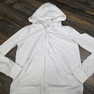 Athleta Girl White Striped Full Zip Hoodie Jacket Kids Size XXL 16