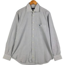 Vintage Burberry's LONDON wide-collar long-sleeved cotton check shirt size M...