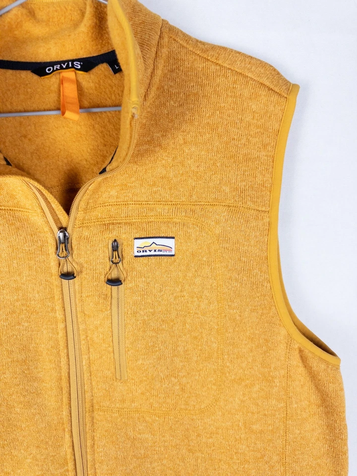 Chaleco Orvis Cremallera Completa Para Hombre L Amarillo Polar Exterior Bolsillos Poliéster Foto 4 de 4