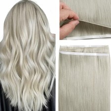 Tape in Hair Extensions Real Human Hair Genius Weft Hand Tied Color Grey High...