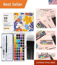 Vibrant 50-Color Watercolor Set with Brushes  Mixing Tray for Artistic Freedom