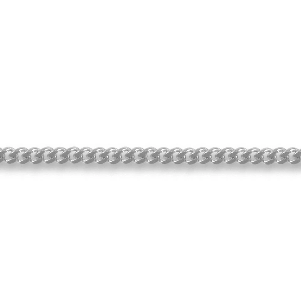 9ct White Gold Jewelco London Diamond Cut Curb 1.4mm Pendant Chain Necklace - Image 1 of 4