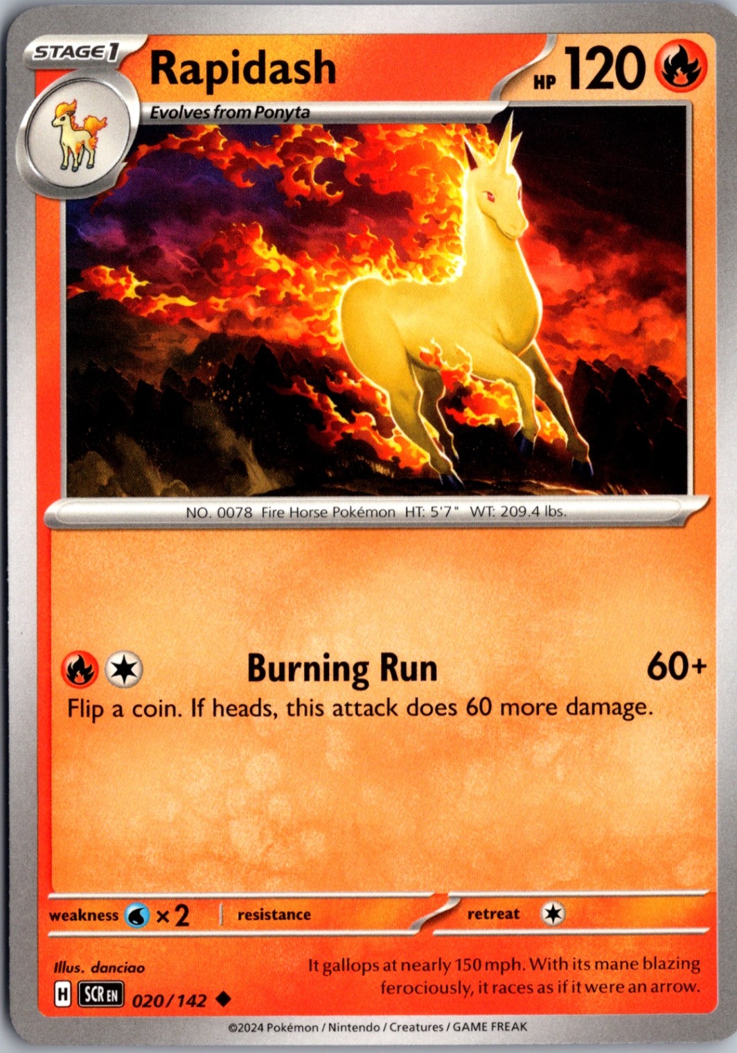 Rapidash Normal Uncommon SV07: Stellar Crown 020/142 NM