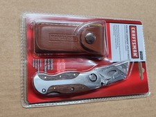 Craftsman FOLDING WOOD HANDLE LOCKBACK UTILITY KNIFE w LEATHER BELT SHEATH NEW