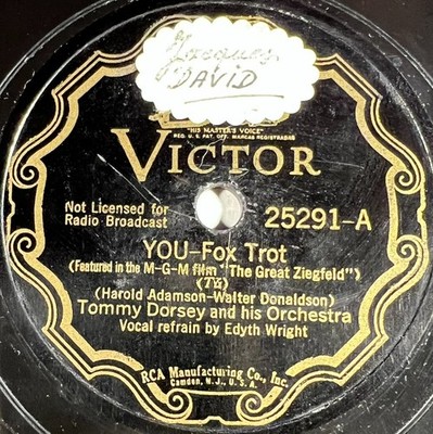 Tommy Dorsey: You / You never looked so beautiful 78 RPM JAZZ VICTOR 25291