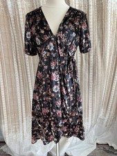 ANGIE Floral Velvet Wrap Dress | Made in USA | Size M
