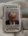 1 Oz .999 Silver Bar Trump "Wanted for President Poster" Colorized Bar
