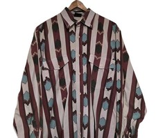 Vintage 90s Just Western Aztec Long Sleeve Button Up Shirt Men's Medium Faded