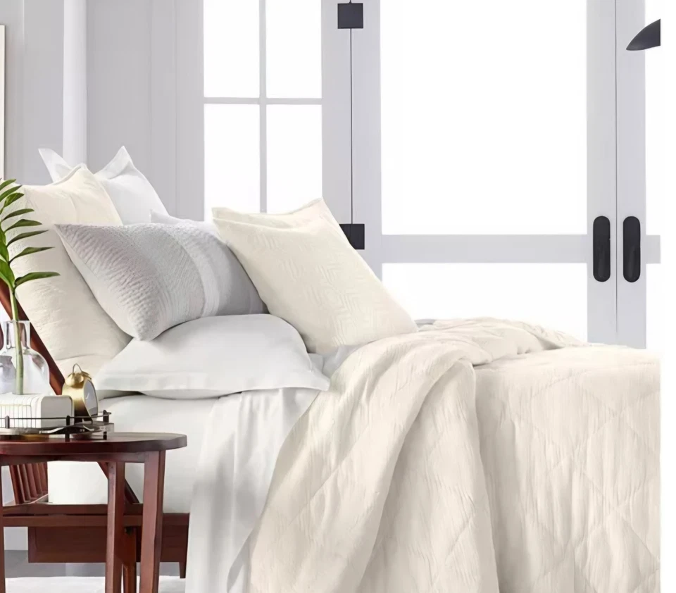 Hotel Collection Dobby Diamond 3-Pc. Coverlet Set, Full/Queen - Natural COTTON - Image 2 of 4